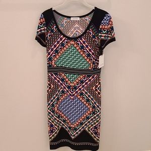 NWT Calvin Klein black patterned dress
